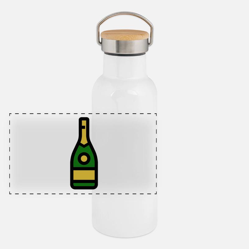 Champangnerglas, Sekt, Sektglas Panorama Thermosflasche mit Bambusdeckel