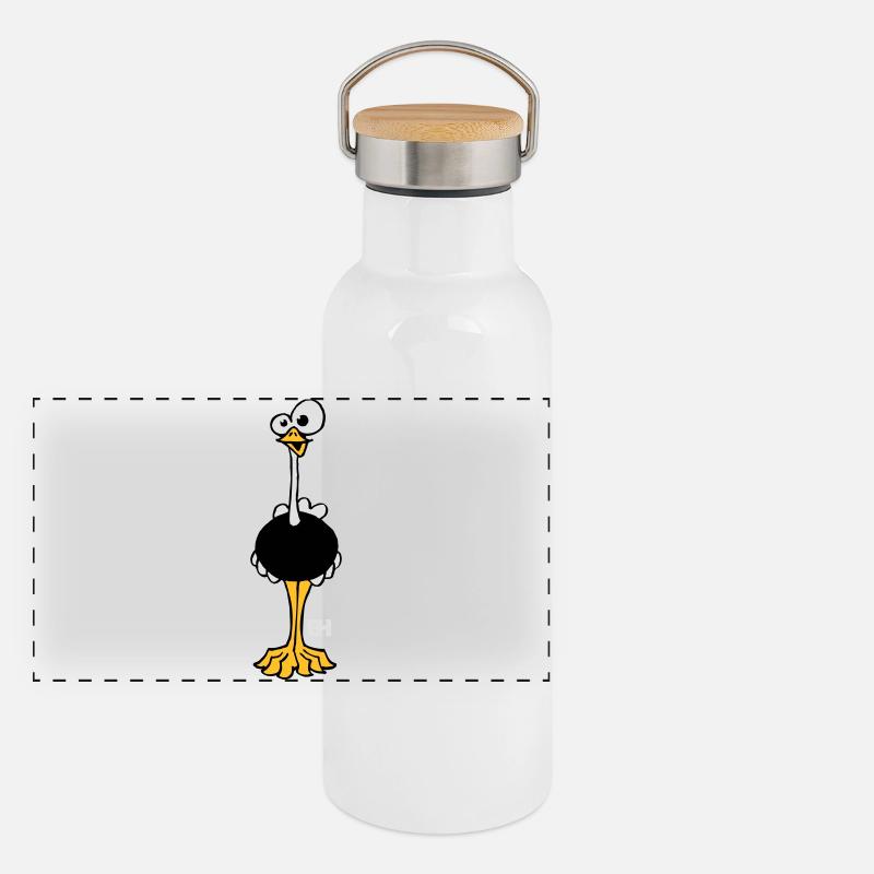 Strauß Panorama Thermosflasche mit Bambusdeckel