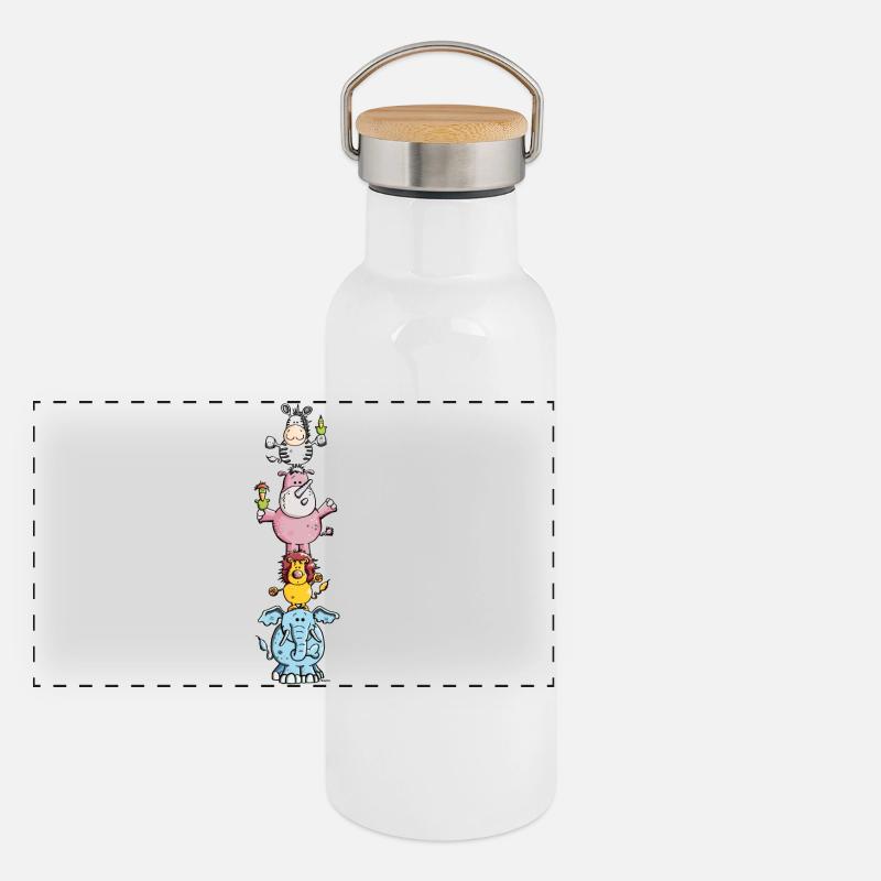Funny Animal Circus - Zoo Panoramic Thermal Bottle with Bamboo Lid