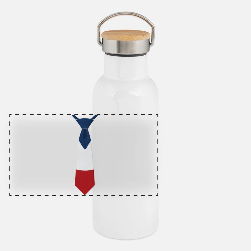 France Tie – Flaggendesign Panorama Thermosflasche mit Bambusdeckel