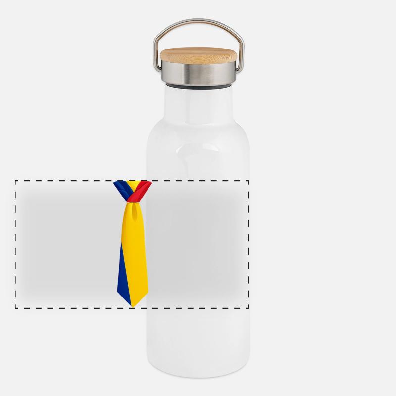 Cravate roumanie – Conception du drapeau Gourde isotherme avec bouchon en bambou