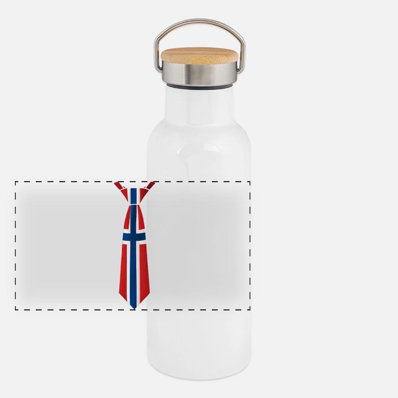 Norway Tie – Flaggendesign Panorama Thermosflasche mit Bambusdeckel