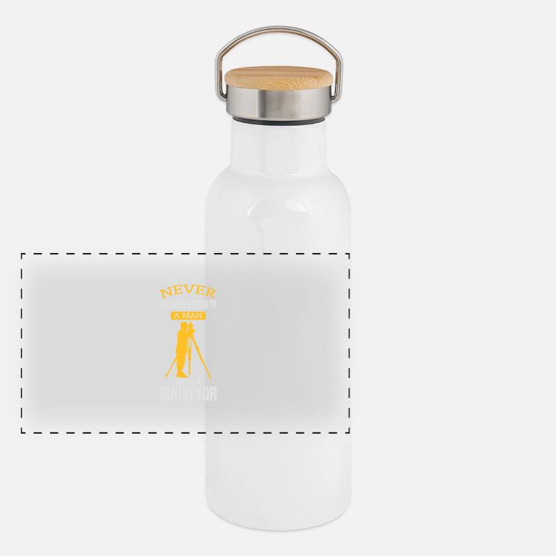 NEVER UNDERESTIMATE A SURVEYOR! Panoramic Thermal Bottle with Bamboo Lid