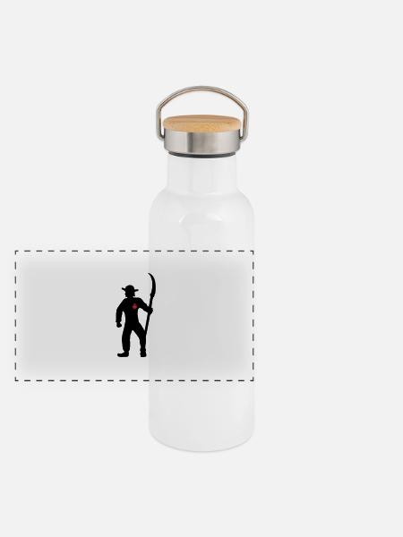 peasant farmer farmer from Vendée - Panoramic Thermal Bottle with Bamboo Lid - white - Front