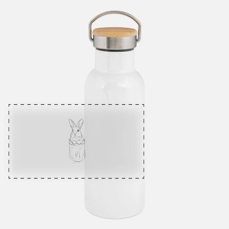 mignon lapin dans le sac Gourde isotherme avec bouchon en bambou