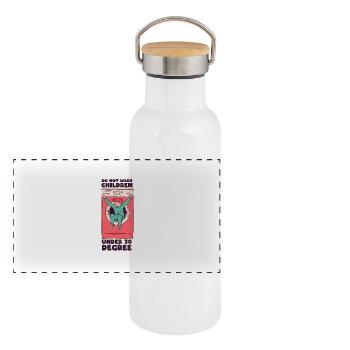 Ne pas laver - Gourde isotherme avec bouchon en bambou - blanc - Devant