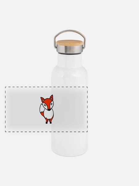 Fuchs Rotfuchs Wildes Tier Schlauer Wald Bewohner - Panorama Thermosflasche mit Bambusdeckel - Weiß - Vorne
