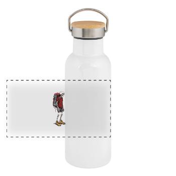 Randonnée jusqu’à la mort colorée - Gourde isotherme avec bouchon en bambou - blanc - Devant