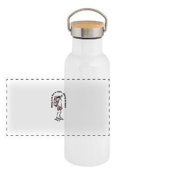 Hiking from day to night - Panoramic Thermal Bottle with Bamboo Lid - white - Front