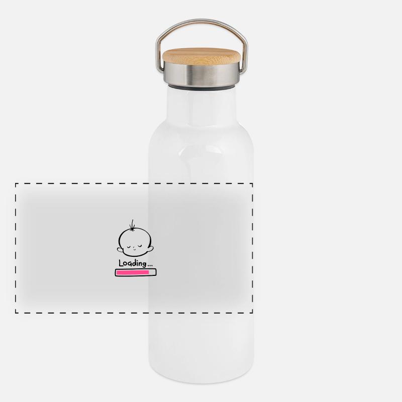 Baby Loading minimal Design Panoramic Thermal Bottle with Bamboo Lid