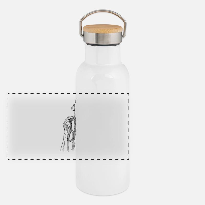 On y est presque - Gourde isotherme avec bouchon en bambou - blanc