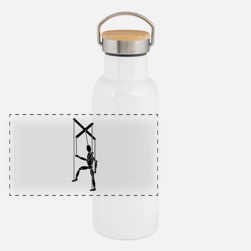 Marionette Männchen Panorama Thermosflasche mit Bambusdeckel