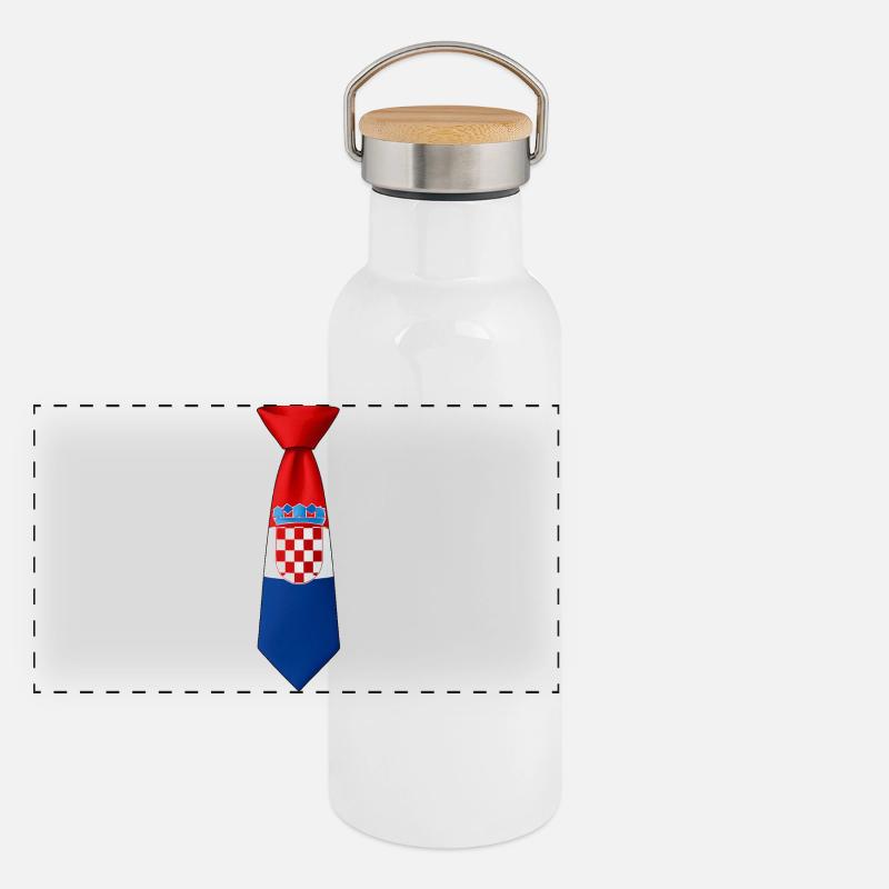 Croatie cravate – Conception du drapeau Gourde isotherme avec bouchon en bambou