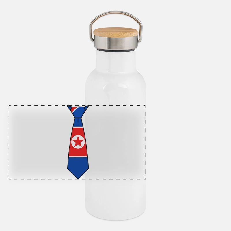 North Korea Tie – Flag Design Panoramic Thermal Bottle with Bamboo Lid