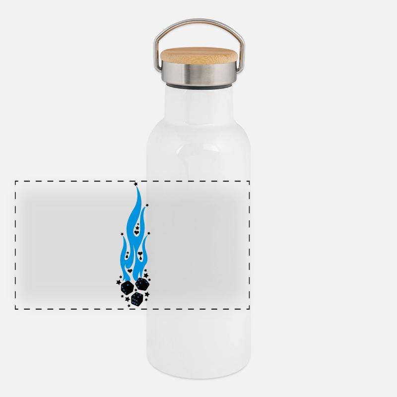 flammen - Gourde isotherme avec bouchon en bambou - blanc