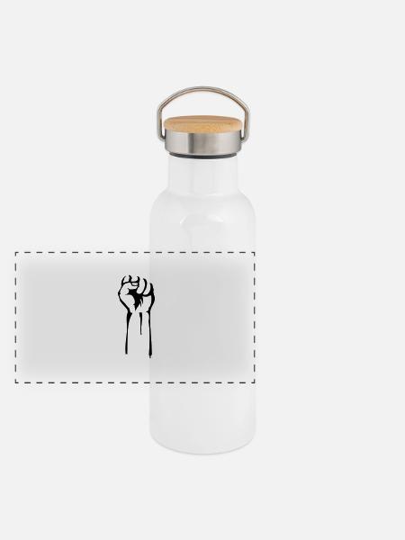 stencil faust - Panorama Thermosflasche mit Bambusdeckel - Weiß