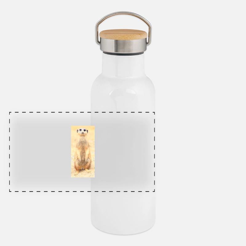 Erdmännchen Panorama Thermosflasche mit Bambusdeckel
