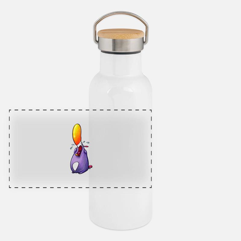 plärrender pinguin Panorama Thermosflasche mit Bambusdeckel
