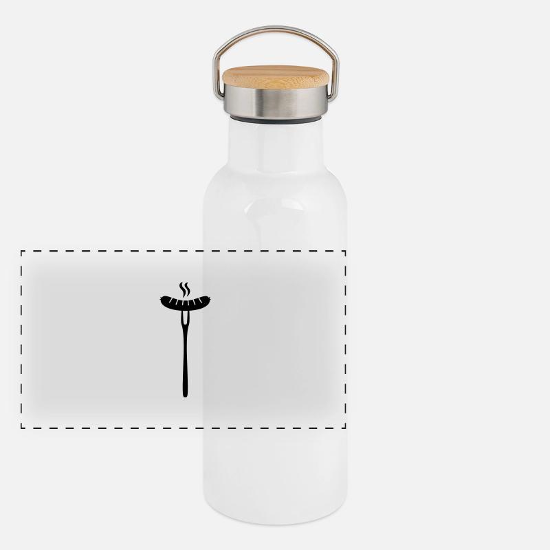Würstchen aufgespießt Panorama Thermosflasche mit Bambusdeckel