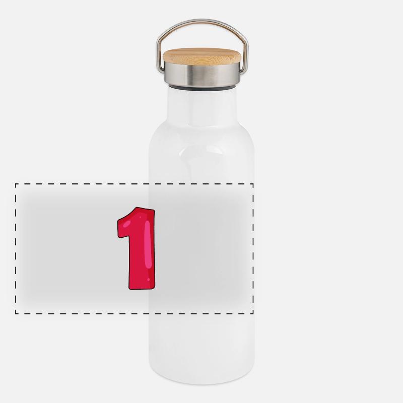 zahl 1 Panorama Thermosflasche mit Bambusdeckel
