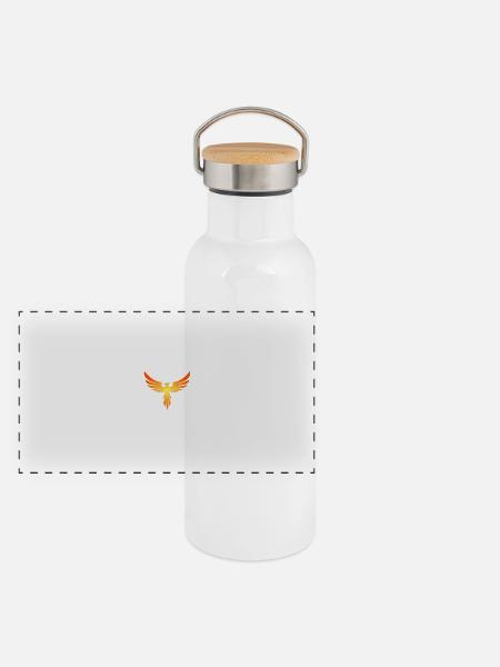 Phoenix Symbol - Panorama Thermosflasche mit Bambusdeckel - Weiß