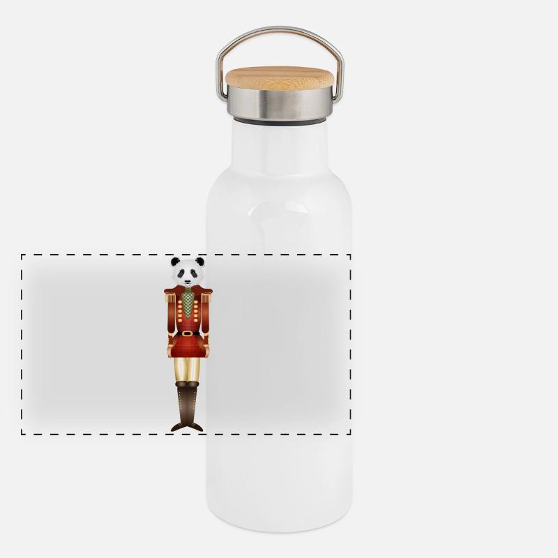 beau beau panda dans le style casse-noisette Gourde isotherme avec bouchon en bambou