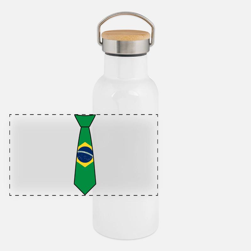 Cravate Brésil – Drapeau Gourde isotherme avec bouchon en bambou