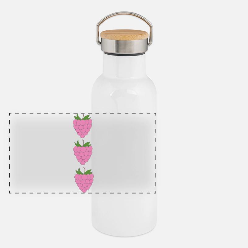 raspberries trio pattern Panoramic Thermal Bottle with Bamboo Lid