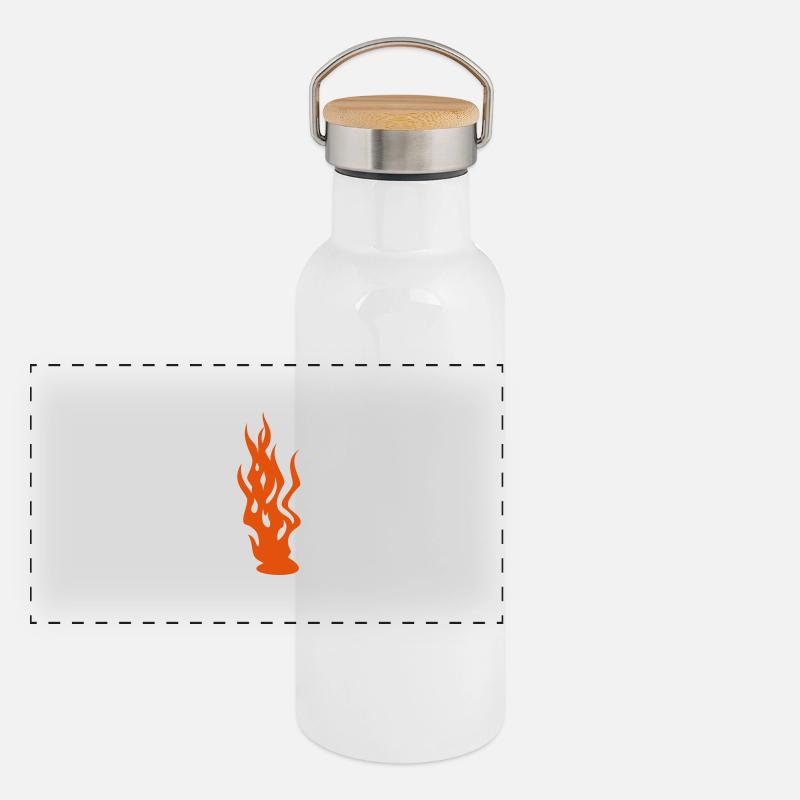 Flammen / flames (1c) Panorama Thermosflasche mit Bambusdeckel