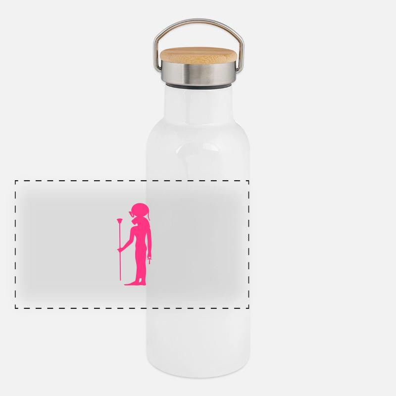 Egyption Gott 28 Panorama Thermosflasche mit Bambusdeckel