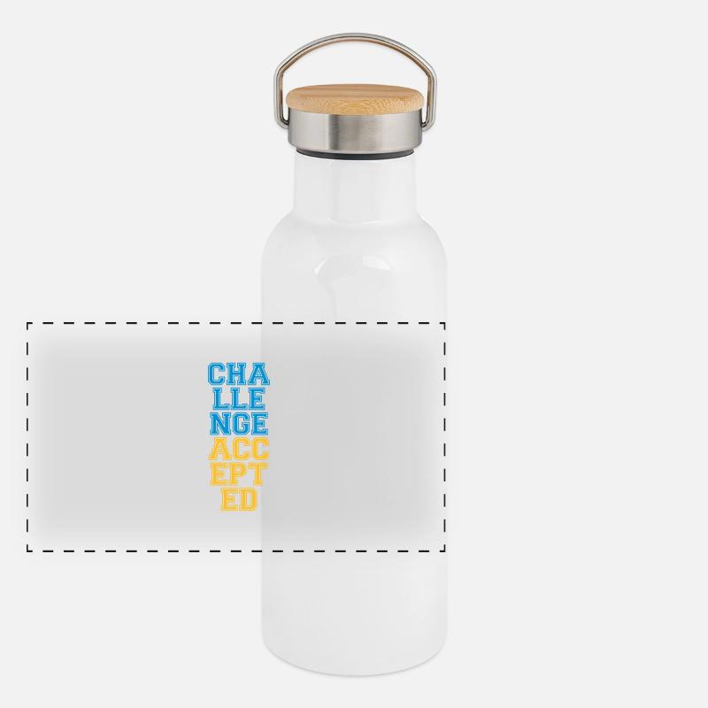 Cool Challenge Accepted Design Panorama Thermosflasche mit Bambusdeckel