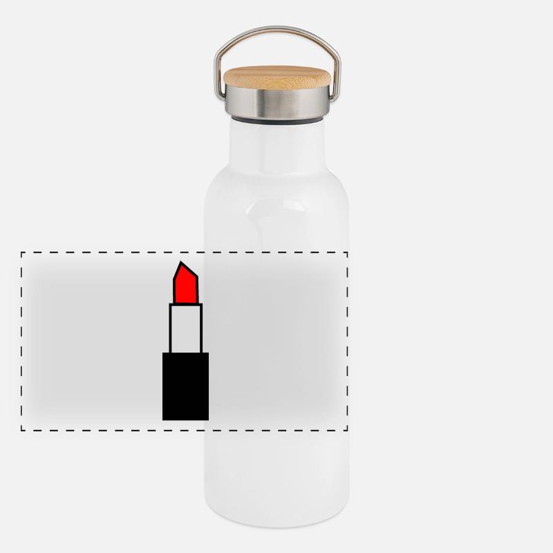 Lippenstift rot Make-up Artist Panorama Thermosflasche mit Bambusdeckel