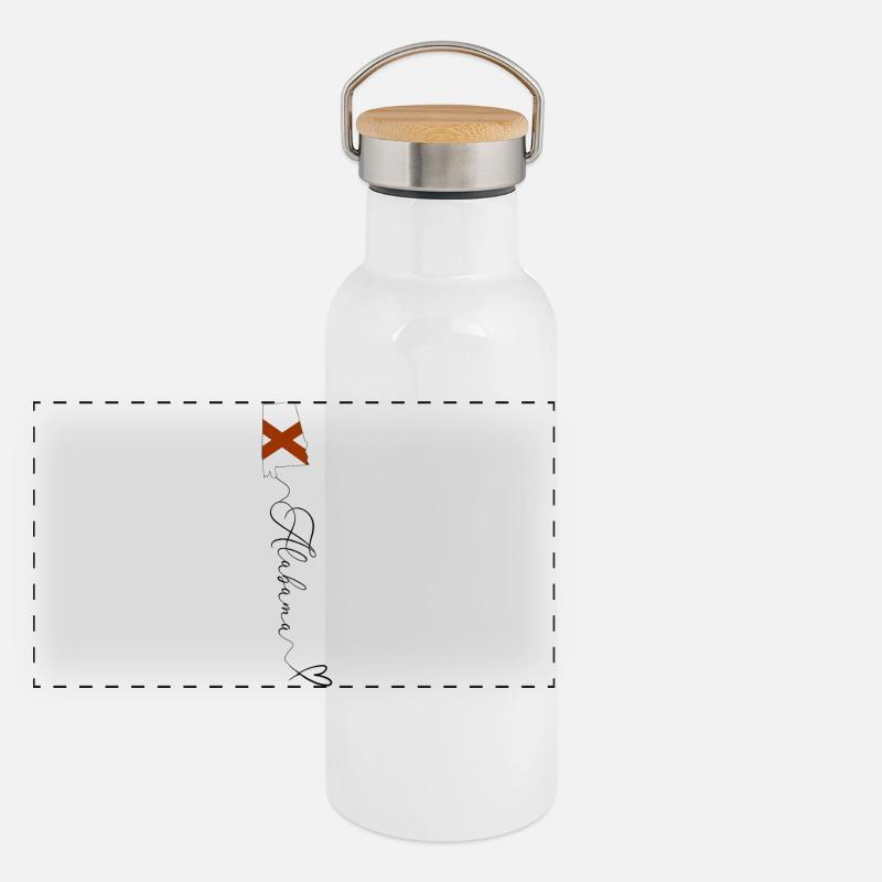 Drapeau Alabama Croix de Saint-André Rouge Blanc Gourde isotherme avec bouchon en bambou