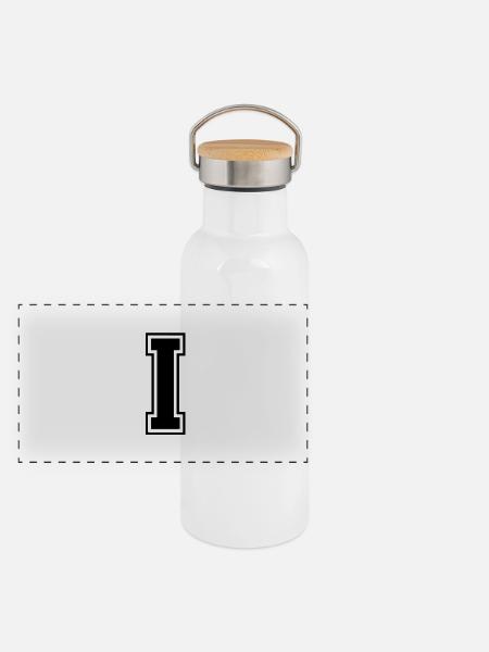 i - Panorama Thermosflasche mit Bambusdeckel - Weiß - Vorne