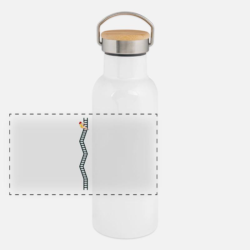 climbing ladder klettern leiter cycling mountain s Panorama Thermosflasche mit Bambusdeckel