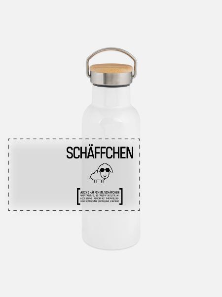 SCHÄFFCHEN SCHÄFF CHEF BOSS Geschenkidee - Panorama Thermosflasche mit Bambusdeckel - Weiß