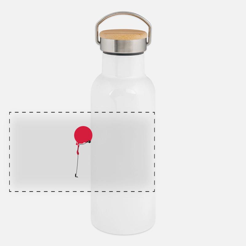 Rot Punkt Klettern Panorama Thermosflasche mit Bambusdeckel