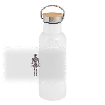 Shadow man - Panoramic Thermal Bottle with Bamboo Lid - white - Front