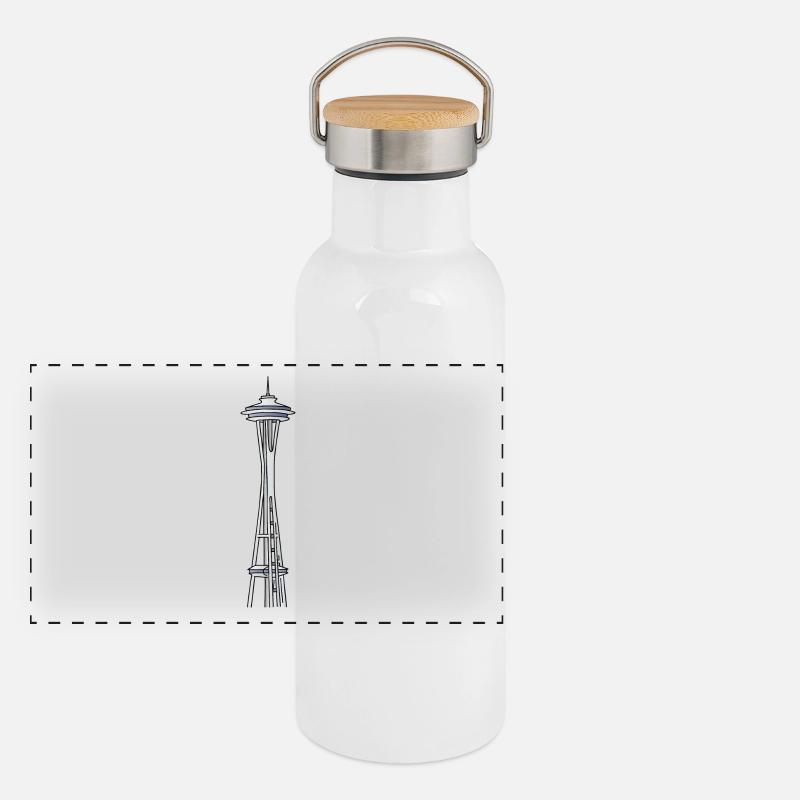 "Space Needle" in Seattle Panoramic Thermal Bottle with Bamboo Lid