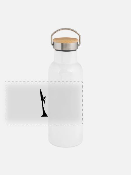 King/Queen - Panorama Thermosflasche mit Bambusdeckel - Weiß