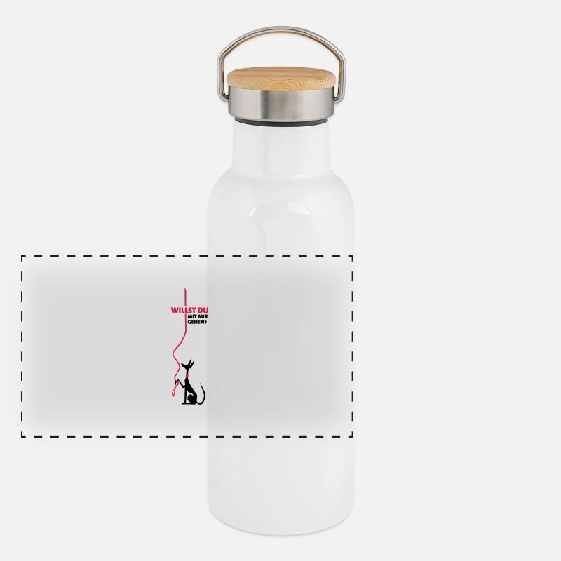willst du mit mir gehen? Panorama Thermosflasche mit Bambusdeckel