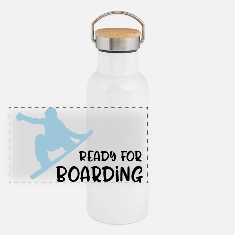 Snowboard Panorama Thermosflasche mit Bambusdeckel