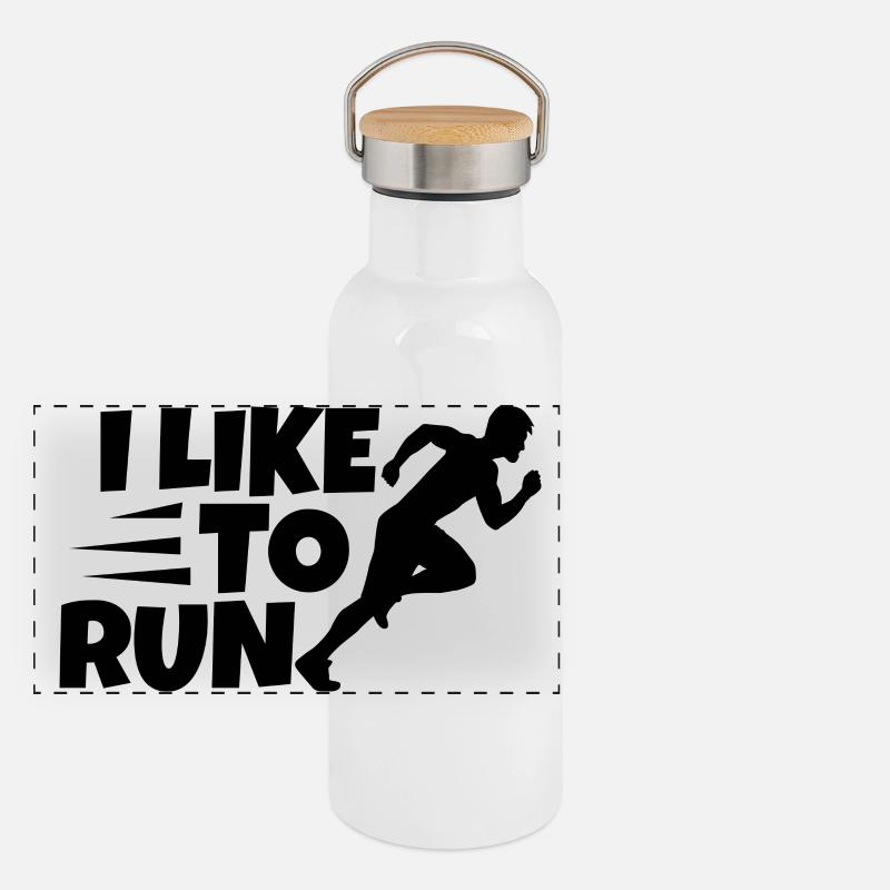 Ich laufe gerne Panorama Thermosflasche mit Bambusdeckel