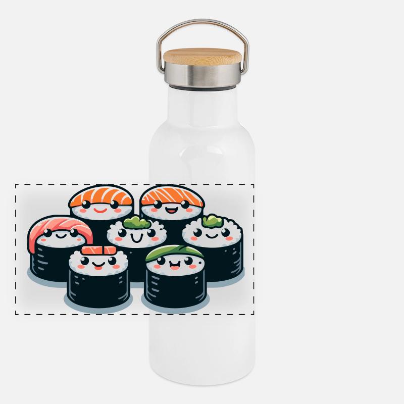 Sushi Squad: Die rollenden Freuden Panorama Thermosflasche mit Bambusdeckel