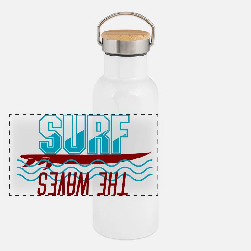 Surf the Wave Panorama Thermosflasche mit Bambusdeckel