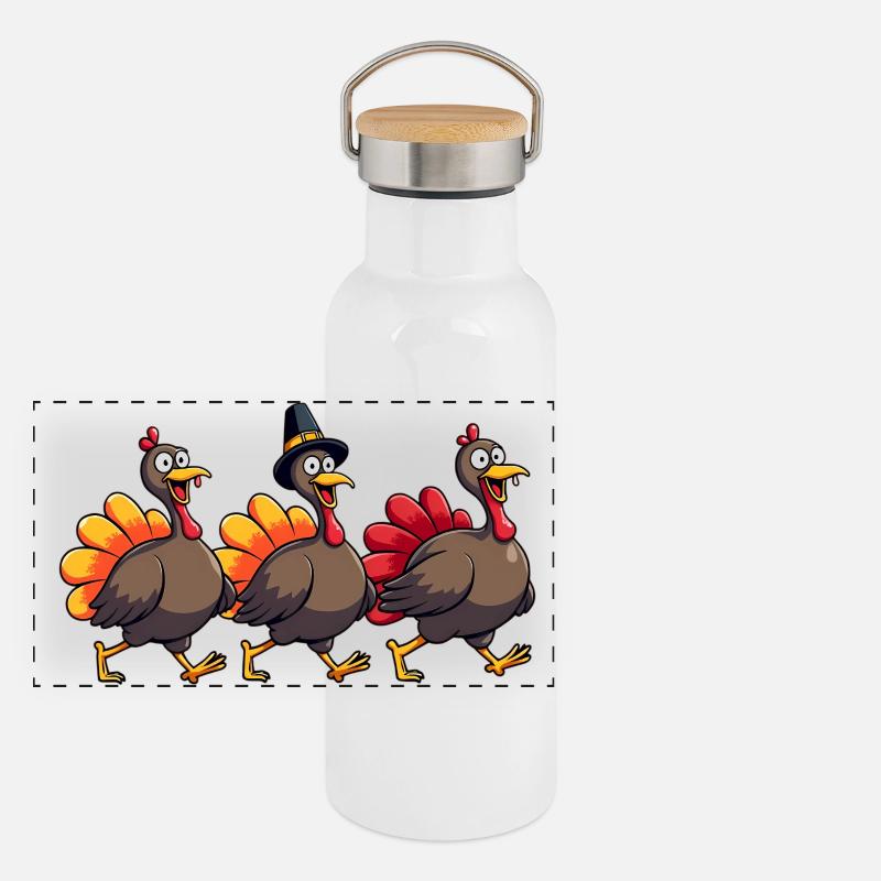 Bébé dinde de Thanksgiving Gourde isotherme avec bouchon en bambou