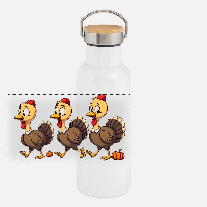 Bébé dinde de Thanksgiving Gourde isotherme avec bouchon en bambou