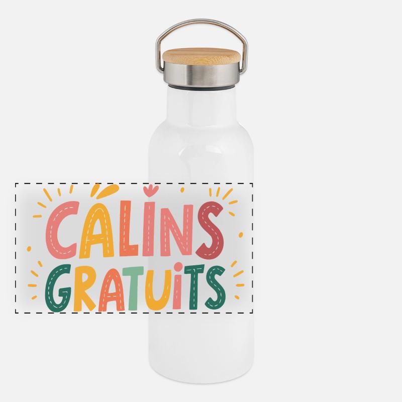 Câlins Gratuits design festif coloré Gourde isotherme avec bouchon en bambou