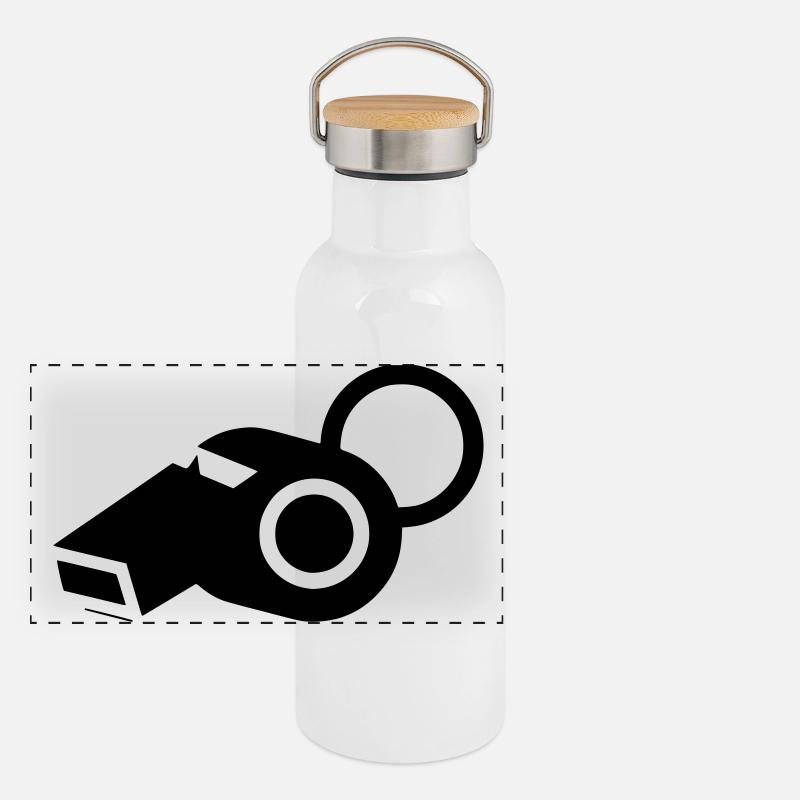 Trillerpfeife Schiedsrichter Trainer Panorama Thermosflasche mit Bambusdeckel