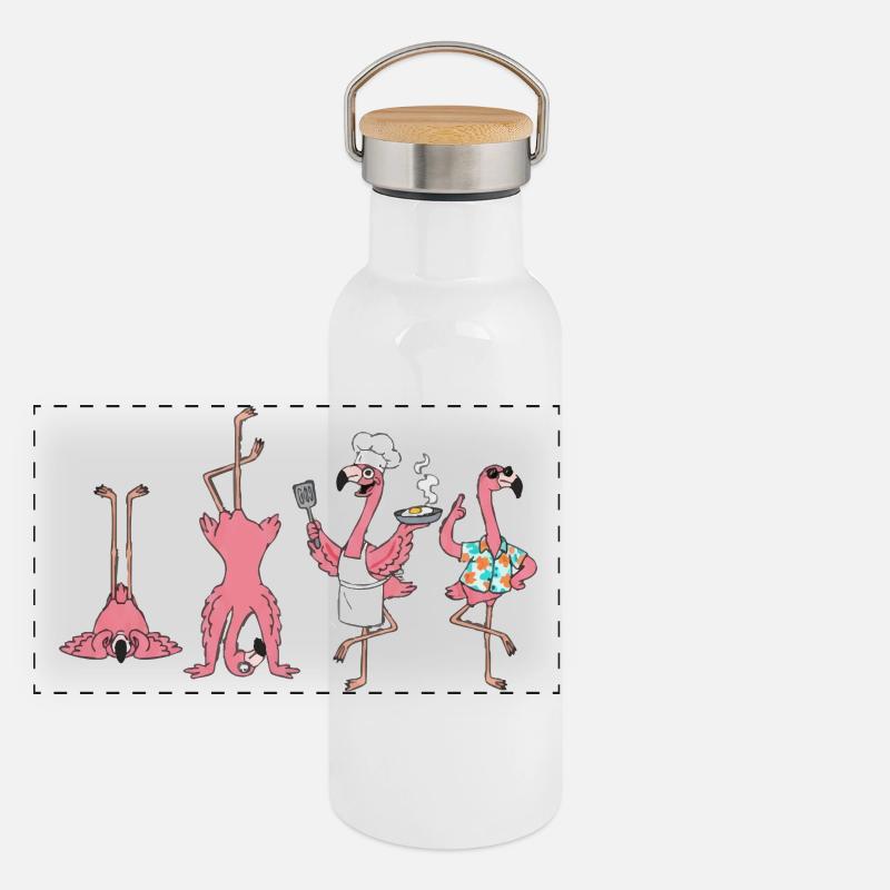 Flamingos: chef and kitchen coach Panoramic Thermal Bottle with Bamboo Lid